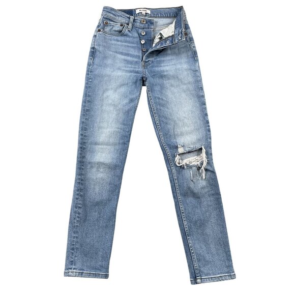 Re/Done Denim - Re/Done Jeans Womens 25 Light Wash Button Fly Mid Rise Distressed Denim